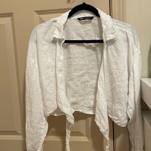 Zara White Tie Beach Shirt